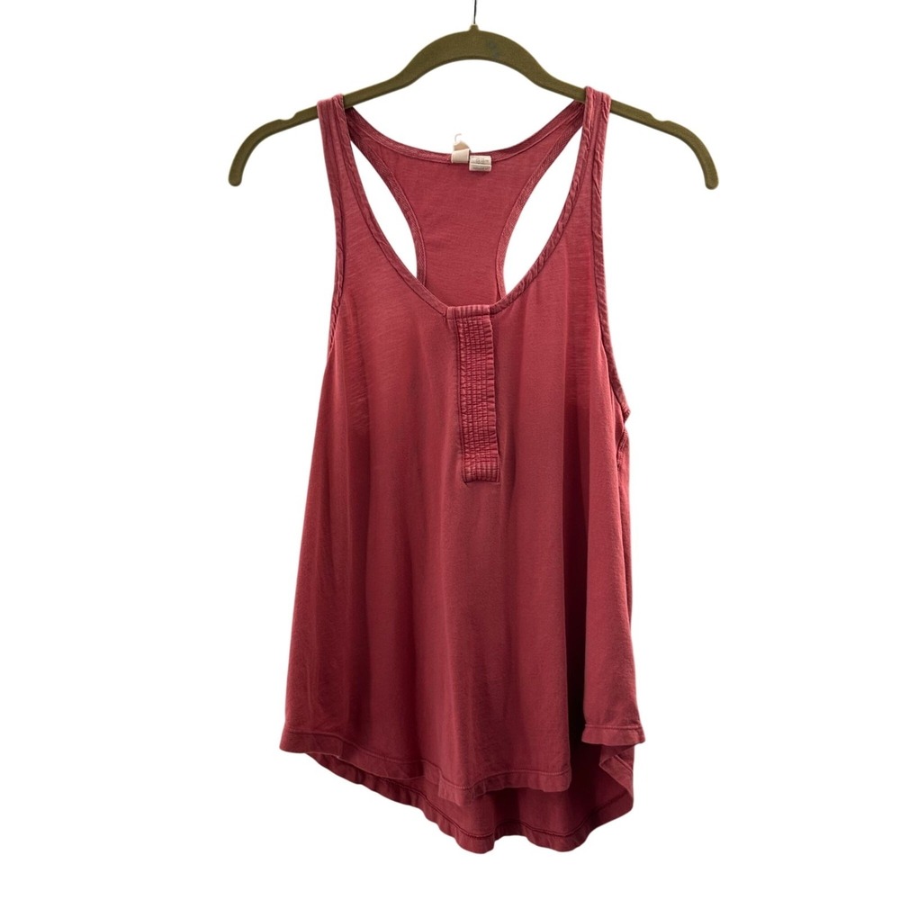Womens Pink Racerback Tank Top XS Mauve Lightweight Casual Sleeveless Button